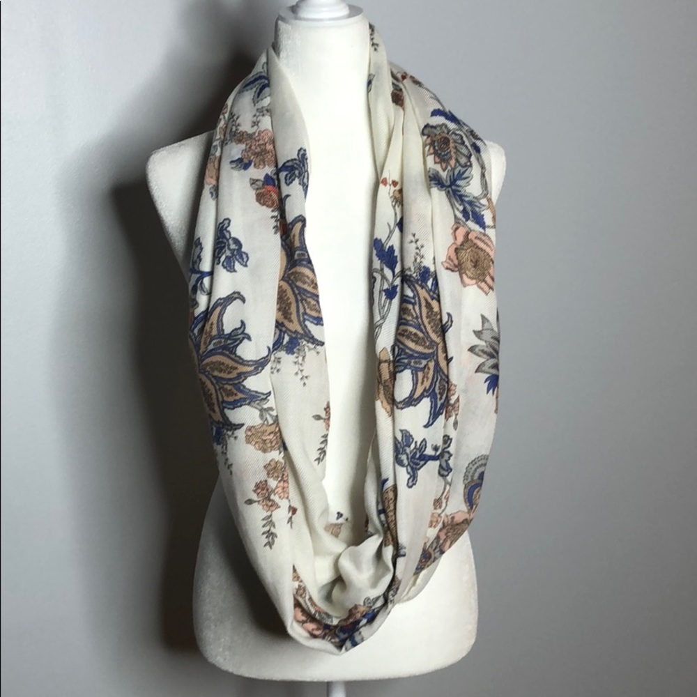 H&M infinity summer scarf white floral O/S